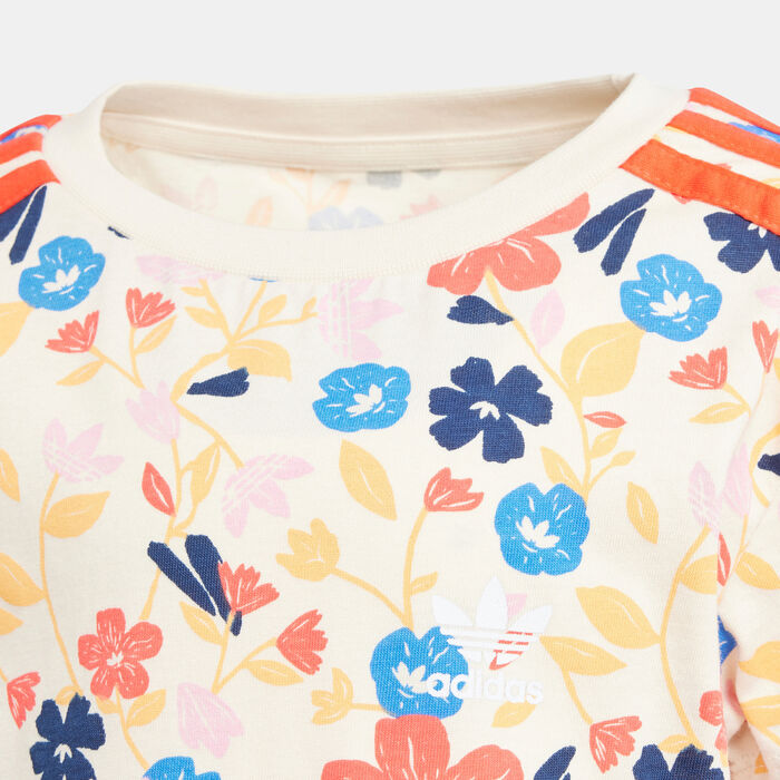 adidas Originals Kids' Floral T-Shirt and Bike Shorts Set (Younger Kids) Multi image number 3