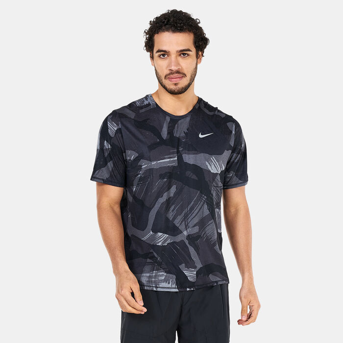 Buy Nike Men's Dri-FIT Miler Camo Running T-Shirt Black in Dubai, UAE -SSS