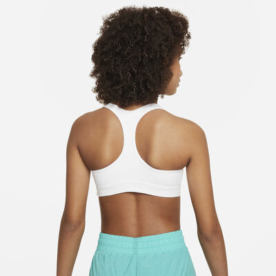 Nike Kids' Swoosh Medium-Support Sports Bra White