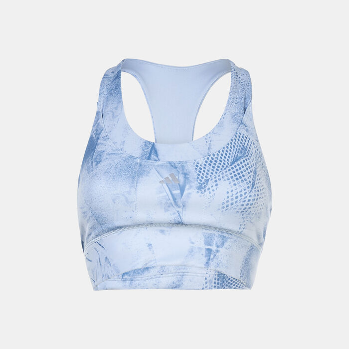 adidas Women's Run Pocket Medium-Support Training Sports Bra Grey image number 0