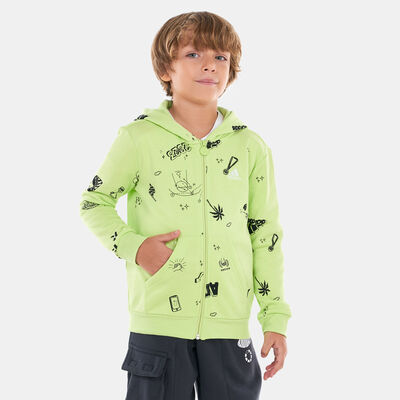 adidas Kids' Brand Love Allover Print Full-Zip Hoodie Green