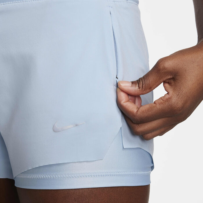 Nike Women's Dri-FIT Swift Mid-Rise 2-in-1 Running Shorts Blue image number 4