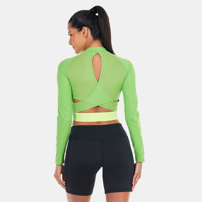 adidas Women's HIIT HEAT.RDY Long Sleeve Crop T-Shirt Green image number 1