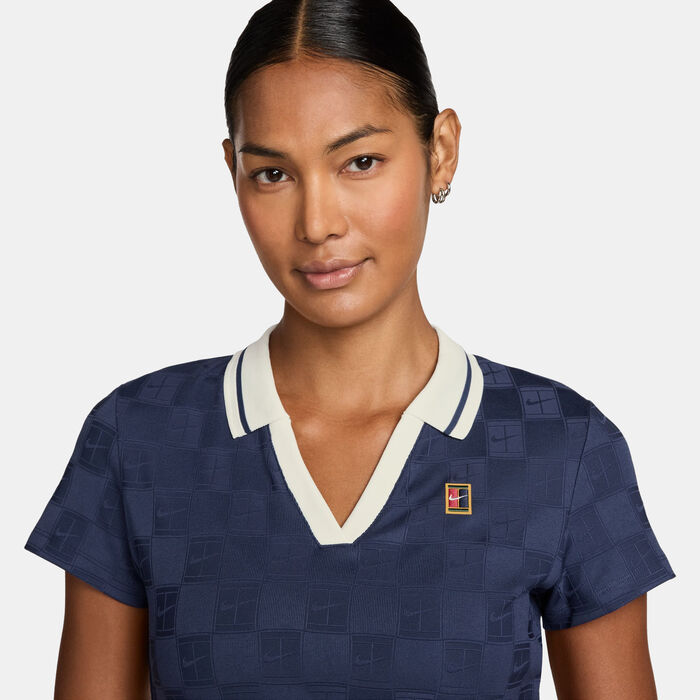 Nike Women's NikeCourt Court Collection Dri-FIT Cropped Tennis Polo Shirt Blue image number 2