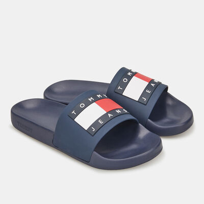 Tommy Hilfiger Women's Essential Embossed Pool Slides Blue