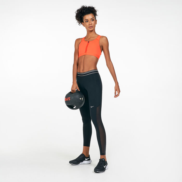 Nike Women's Dri-FIT Swoosh Front-Zip Sports Bra Grey image number 2