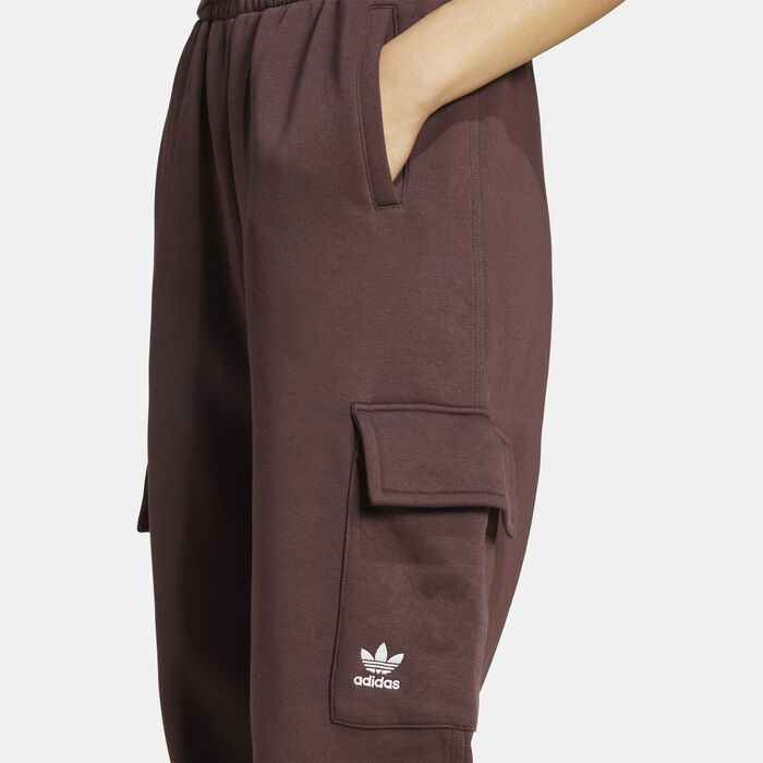 adidas Originals Women's Essentials Fleece Cargo Joggers Brown image number 3