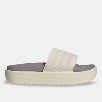 adidas Women's Adilette Platform Slides Beige