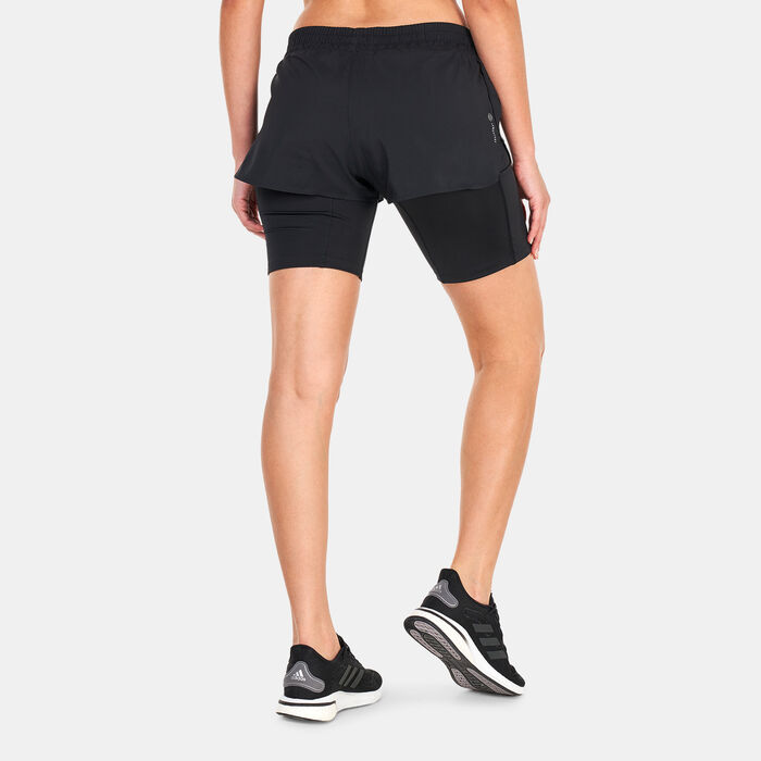 adidas Women's Run Icons Two-in-One Running Shorts Black image number 1