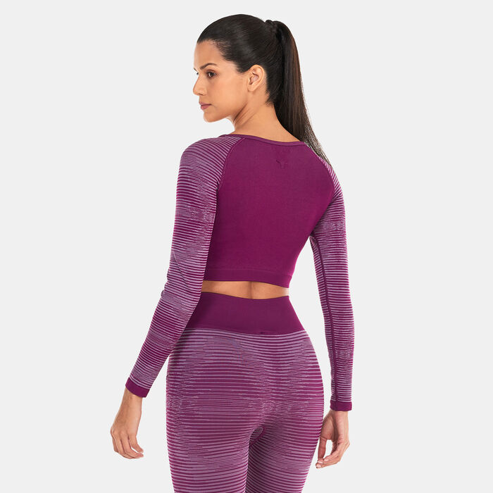 SQUATWOLF Women's Infinity Stripe Seamless Crop Top Purple image number 1