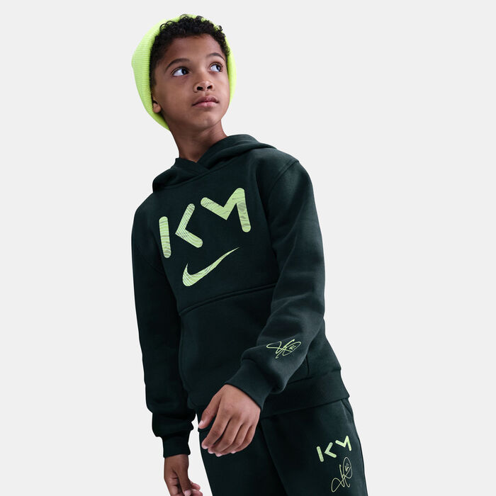 Nike Kids' Kylian Mbappé Club Fleece Dri-FIT Hoodie Green image number 4