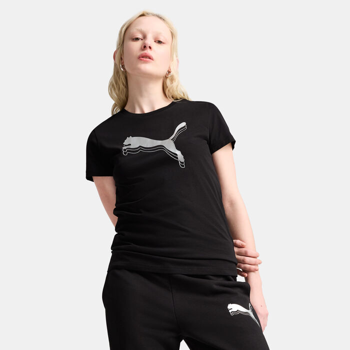 PUMA Women's Essentials Metallic T-Shirt Black image number 0