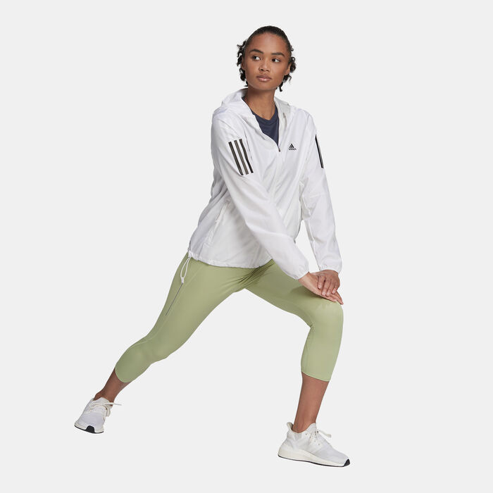adidas Women's Own the Run Hooded Running Windbreaker Jacket White image number 2