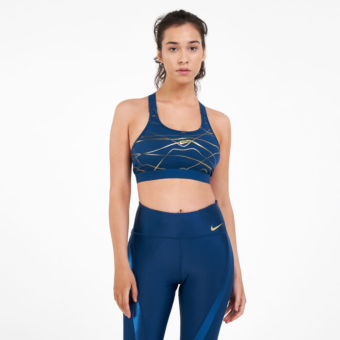 Nike Swoosh Icon Clash Sports Bra Black / Metallic Gold