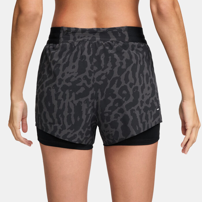 Nike Women's Swift Dri-FIT 2-in-1 Printed Running Shorts Black image number 1