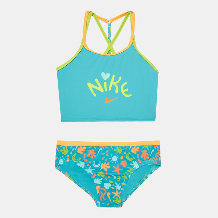 Nike Swim Kids' Fun Forest T-Crossback Midkini Two-Piece Swimsuit Green image number 0