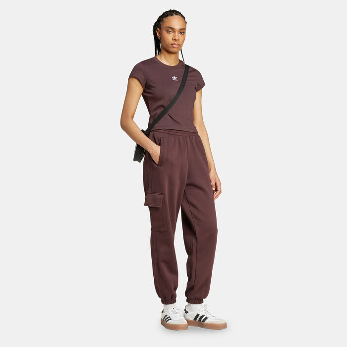 adidas Originals Women's Essentials Fleece Cargo Joggers Brown image number 2