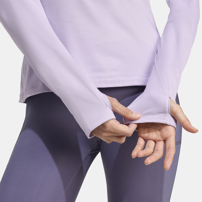 adidas Women's Own The Run Winterized Running Hoodie Purple image number 3