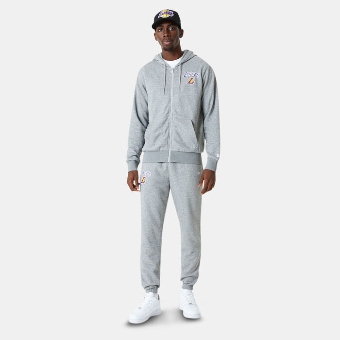New Era Men's NBA Los Angeles Lakers Essential Full Zip Hoodie Grey image number 2