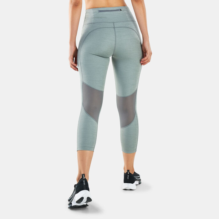 Nike Women's Fast Mid-Rise Crop Running Leggings Grey image number 1