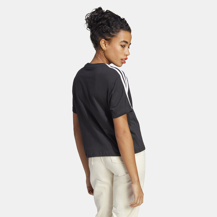 adidas Women's Essentials 3-Stripes Crop Top Black image number 1