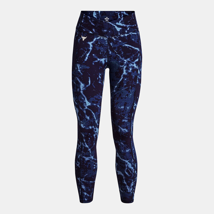 Under Armour Women's Project Rock Crossover Lets Go Printed Ankle Leggings Blue image number 3