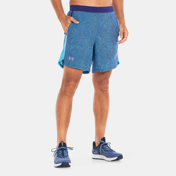 Under Armour Men's UA Launch 7-inch Printed Shorts Blue image number 0