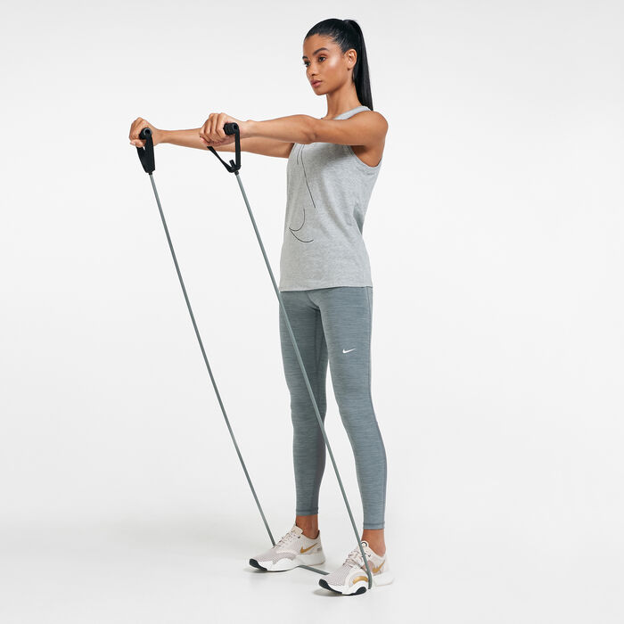 Nike Women's Pro Mid-Rise Mesh-Panelled Leggings Grey image number 2