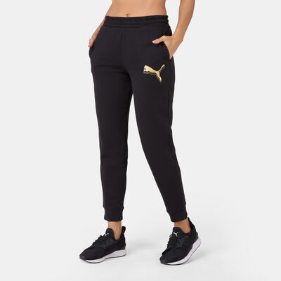 PUMA Women's Essentials Metallic Sweatpants Black