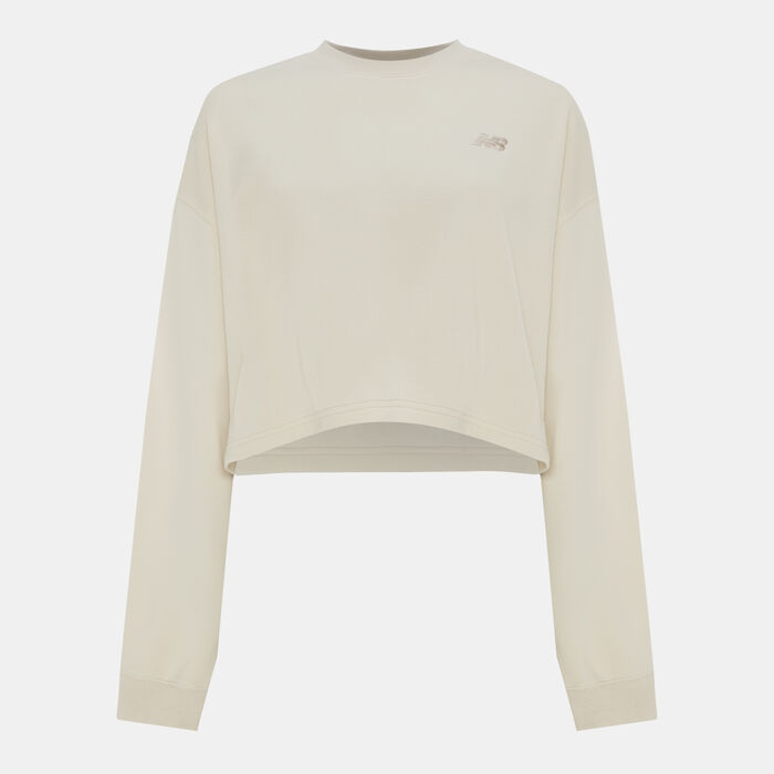 New Balance Women's Coastal Fleece Sweatshirt Beige image number 0