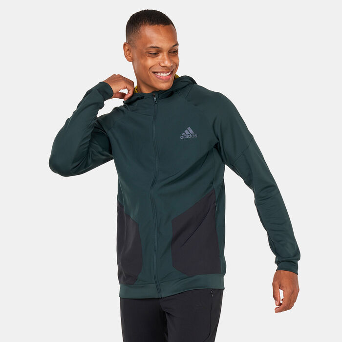 adidas Men's Training Full-Zip Hoodie Green image number 0