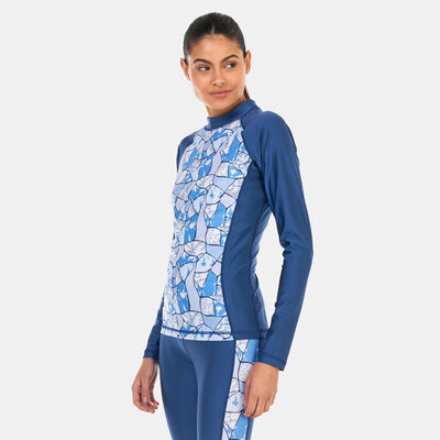 COEGA Women's Printed Long Sleeve Rashguard Blue