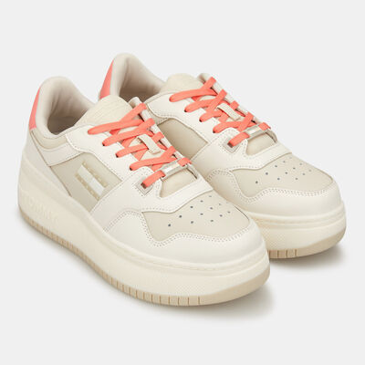 Tommy Hilfiger Women's Retro Flatform Basketball Shoe Beige