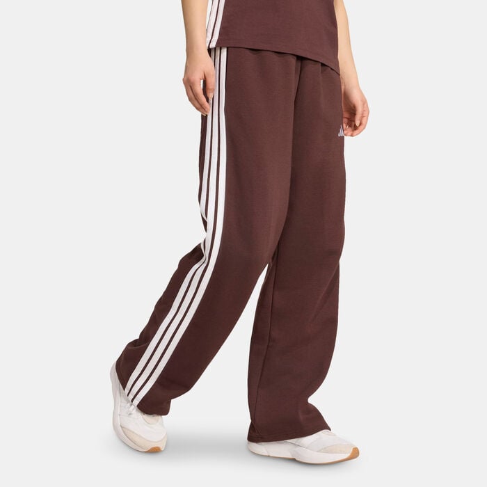 adidas Women's Essentials 3-Stripes Open-Hem Fleece Joggers Brown image number 2
