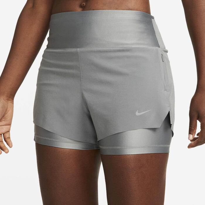Nike Women's Dri-FIT Swift Mid-Rise 2-in-1 Running Shorts Grey image number 1