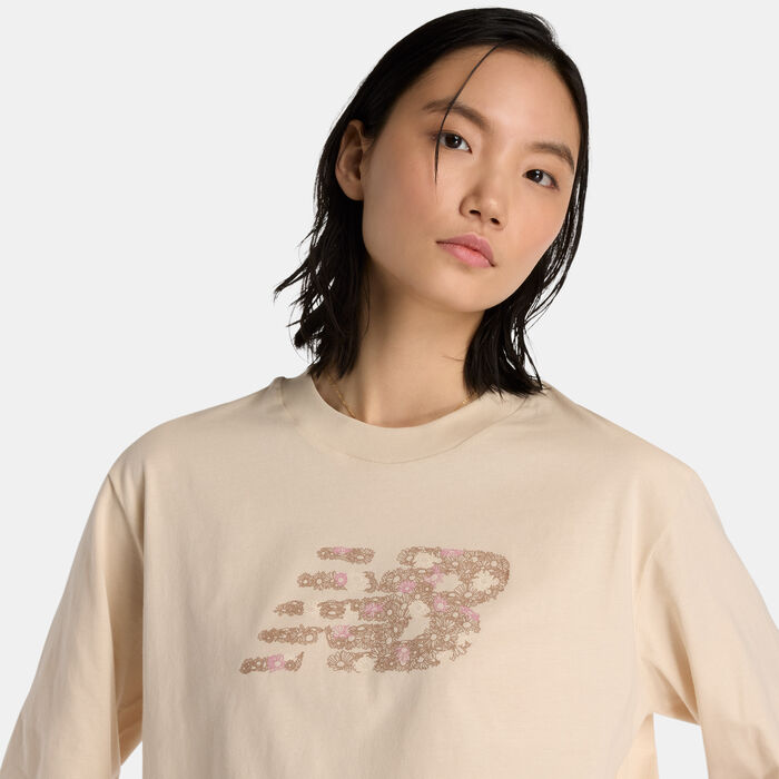 New Balance Women's Flower Logo Sweatshirt Brown image number 2