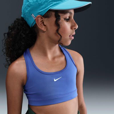 Nike Kids' Swoosh Medium-Support Sports Bra Blue