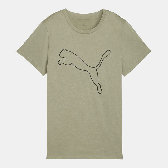 PUMA Women's Train All Day Heather Logo Training T-Shirt Green image number 0