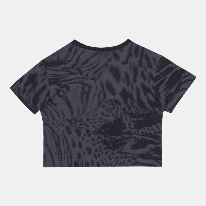 adidas Kids' Future Icons Hybrid Animal Print T-Shirt Grey image number 1