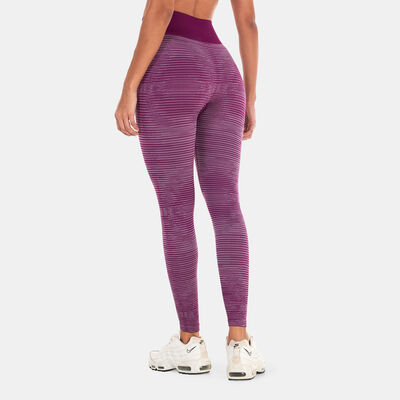 SQUATWOLF Women's Infinity Stripe Seamless Leggings Purple