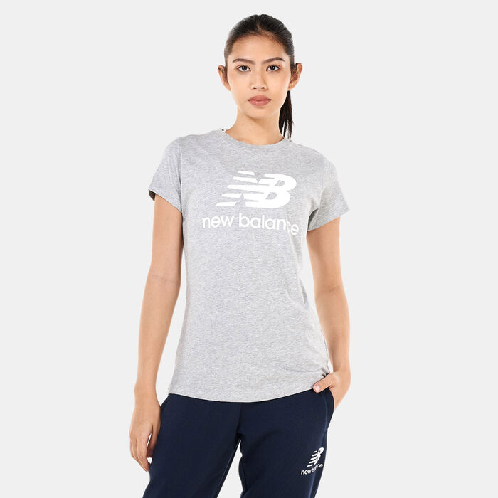 New Balance Women's Essentials Stacked Logo T-Shirt Grey image number 0