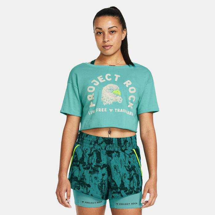 Under Armour Women's Project Rock Graphic Crop Top Green image number 0