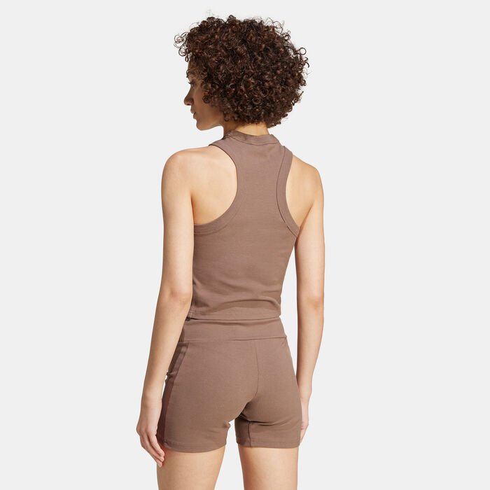 adidas Women's Lounge Ribbed Cropped Tank Top Brown image number 1