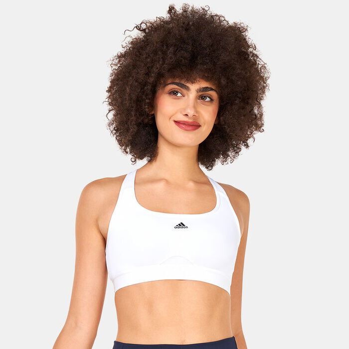 adidas Women's Powerreact Training Medium-Support Sports Bra White image number 0