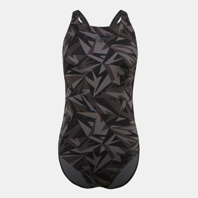 Speedo Women's Hyperboom Allover Print Medalist One-Piece Swimsuit Black
