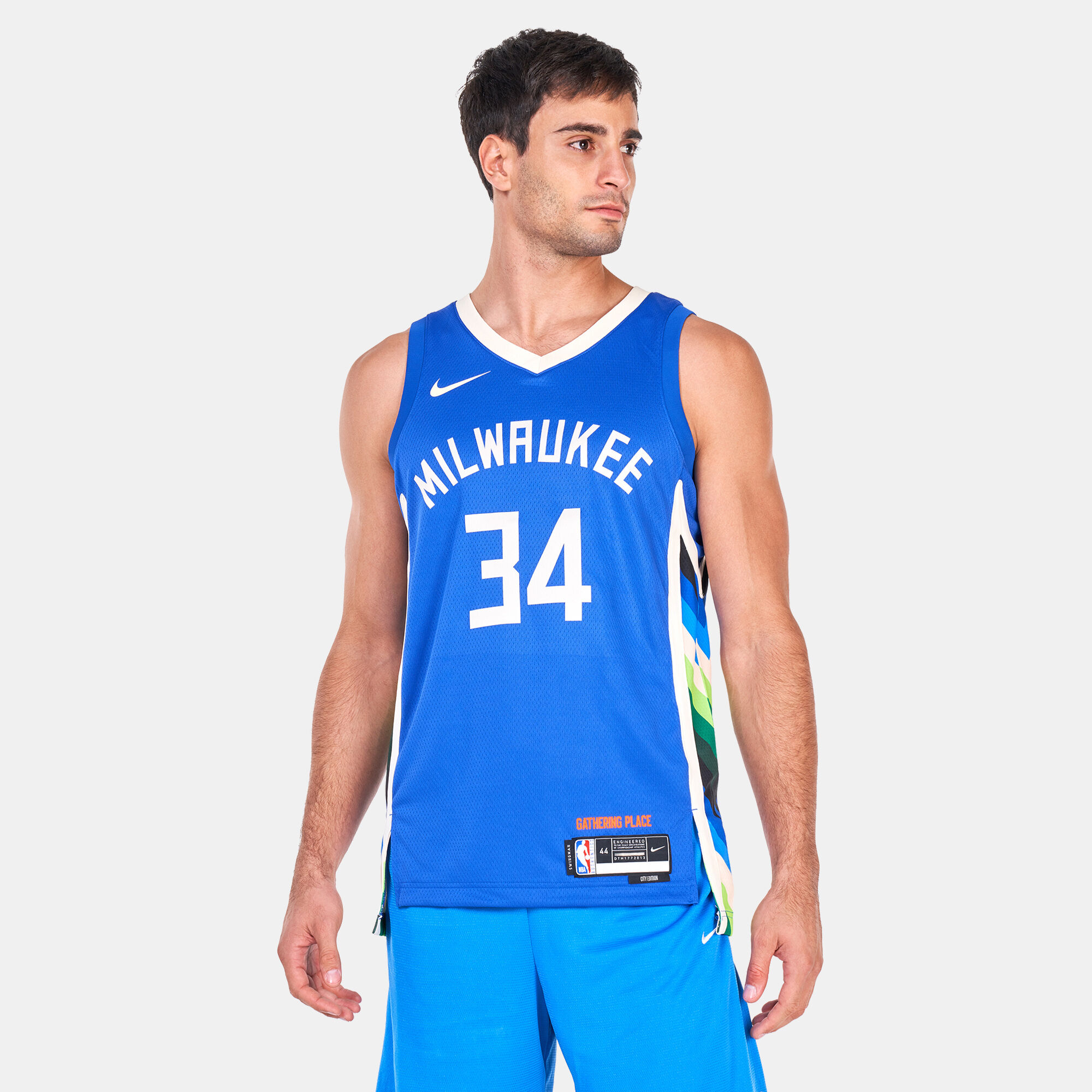 Nike Basketball NBA Milwaukee Bucks Dri-FIT City Edition jersey vest in blue