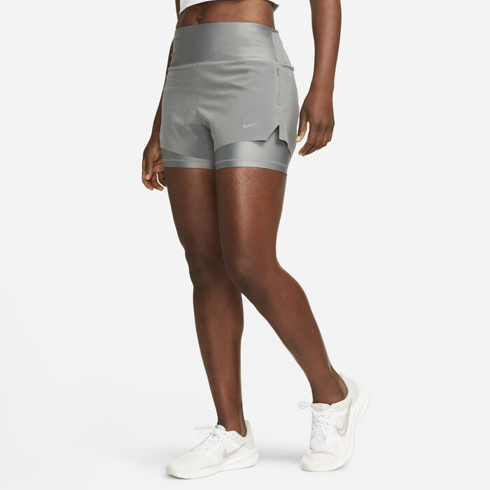 Nike Women's Dri-FIT Swift Mid-Rise 2-in-1 Running Shorts Grey image number 0