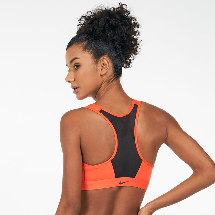 Nike Women's Dri-FIT Swoosh Front-Zip Sports Bra Grey image number 1