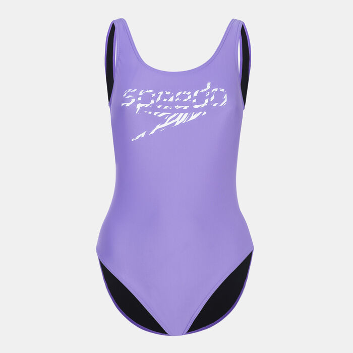 Speedo, All Over Print Deep U Back Swimsuit Womens