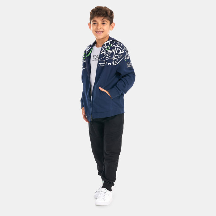 EA7 Emporio Armani Kids' Logo Series Full-Zip Hoodie Blue image number 2